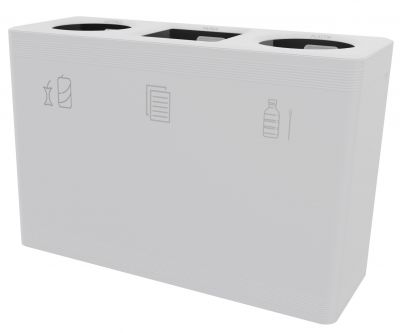 Weißes Ditch 3 Abfalltrennsystem für Restmüll, Papier und Plastik, ideal für die Mülltrennung.